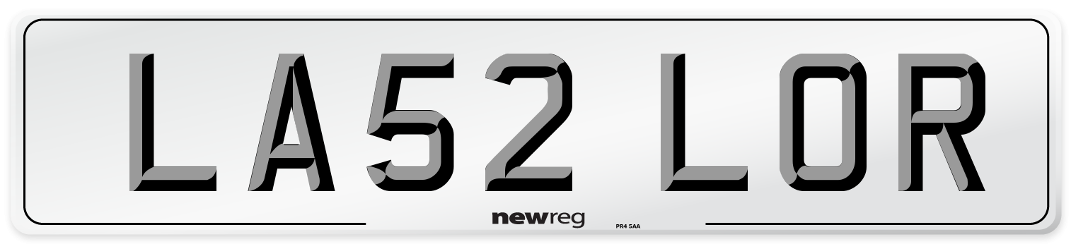 LA52 LOR Number Plate from New Reg
